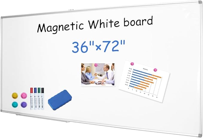 XIWODE Large Magnetic Dry Erase Board，Whiteboard for Wall, 36 x 72 inches, Whiteboard Marker Board Writing Board，Silver Aluminum Frame, Durable,Whiteboard for Home School & Office