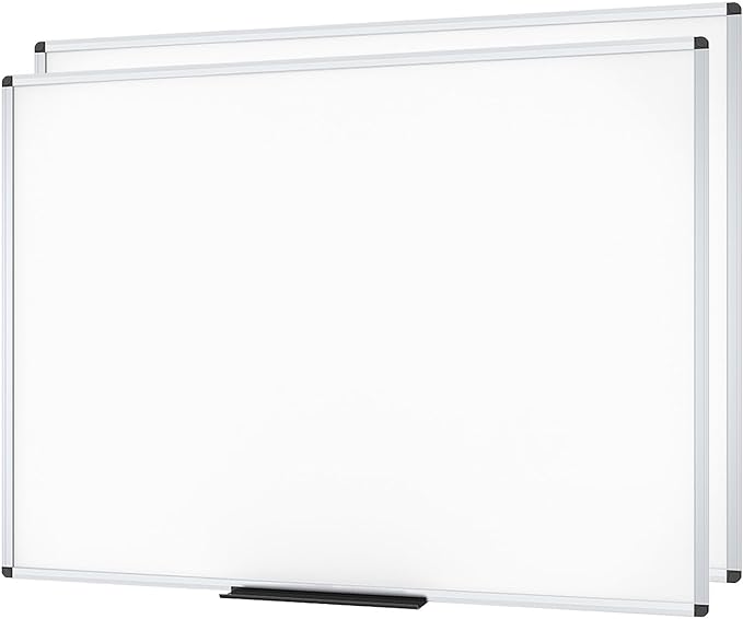 VIZ-PRO Dry Erase Board/Whiteboard, Non-Magnetic, Pack of 2, 5' x 3', Wall Mounted Board for School Office and Home