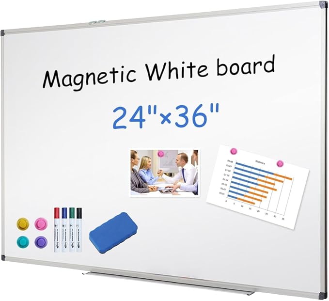 XIWODE Magnetic Dry Erase Board 24x36 Inches, Aluminum Frame Whiteboard for Wall, Durable Writing Surface for Office, Classroom & Home Use