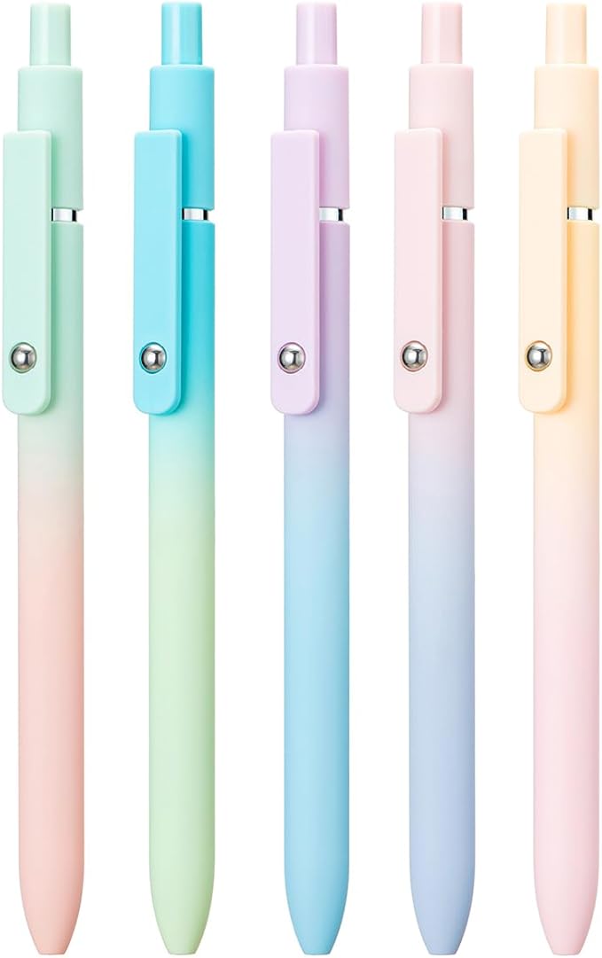 5 PCS Zennyth Gel Pens Quick Dry Fine Point Premium Retractable Rolling Ball Black Ink Smooth Writing Pens for School Office (Aurora)