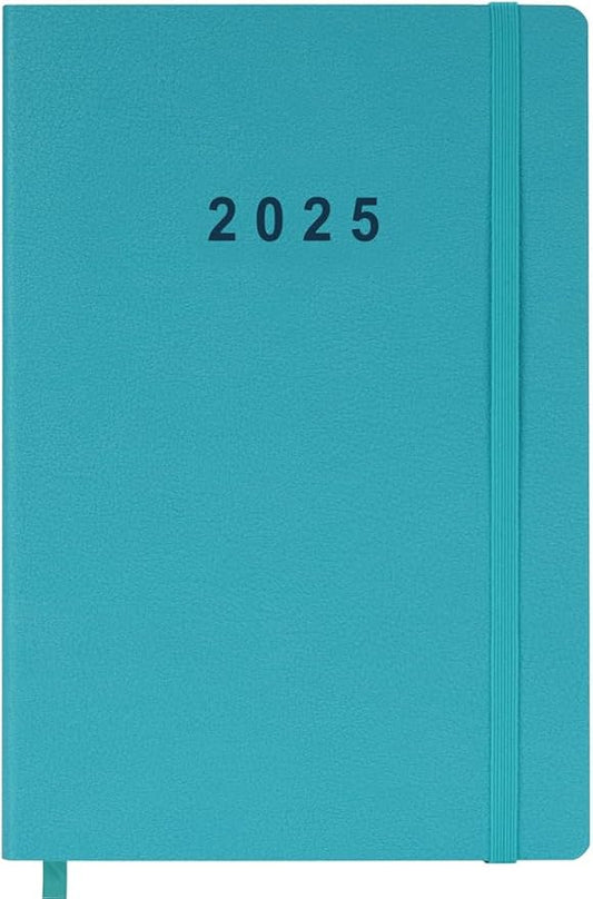 2025 Planner - Weekly and Monthly Planner Jan to Dec 2025, Holidays, Contacts and Notes Pages, Vegan Leather Cover, Elastic Closure, 5.5”x8.25”, Teal