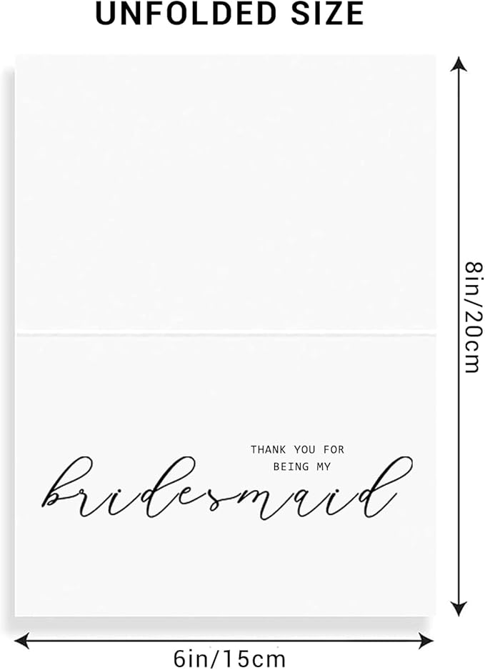 14 PACK Thank You for Being My Bridesmaid Card |Blank Inside Wedding Ceremony Thank You Card | Premium Recycled Linen Cardstock | With Matching Envelope | 5.9"x3.9"