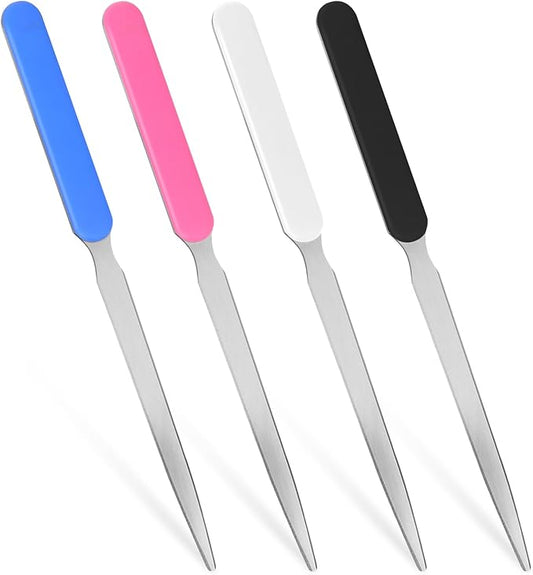 4 Pieces Letter Opener Lightweight Mail Slitters Letter Knives Stainless Steel Knife Tool Hand Convenient Colorful Envelope Opener Ergonomic Grip Staple Removal Tool for Office Home Supplies