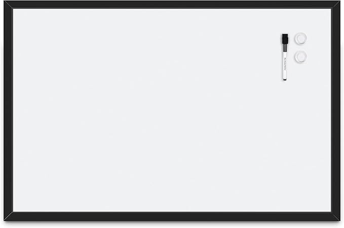 Amazon Basics Magnetic Dry Erase Whiteboard, 35"W x 23"H, Black Wooden Frame