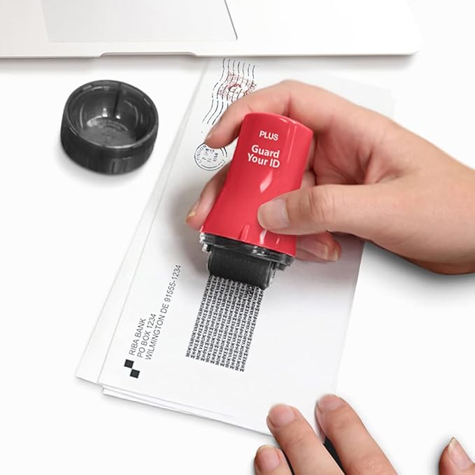 Wide Advanced Roller Stamp by Guard Your ID for Identity Theft Protection, As Seen on TV (3-Pack, Mixed Colors: Turquoise, Black, Red)