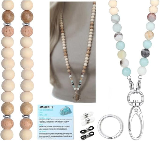 SAM & LORI Lanyards for Id Badges for Women Cute Teacher Lanyard Cruise Lanyard for Ship Cards Beaded Teacher Lanyards for Id Badges and Keys Neck Lanyard Beaded Keychain Lanyard Personalized String