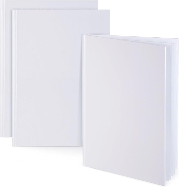 3 Pack 7x10 inch White Blank Hardcover Books for Kids to Write Stories, Unlined Scrapbook and Journal - 18 Sheets/36 Pages Each