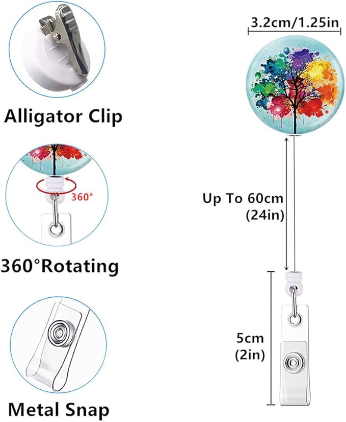 Badge Reels,Nurse Badge Holder,Retractable Badge Reel with Clip ID Card Holders for Office Worker Doctor Nurse