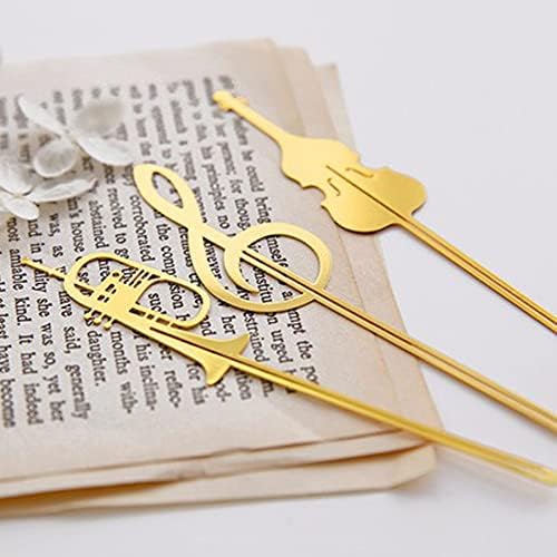 4pcs Bookmarks Cute Gold Musical Instruments Metal Book Markers Bookmark Page Markers for Books Paper Clips Office School Supplies Stationery Gift Set