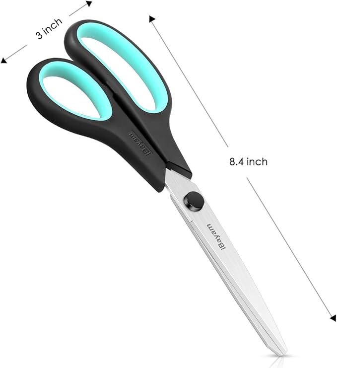 3-Pack 8" Heavy Duty Scissors with Ultra Sharp Blades and Comfort Grip Handles - For Office, Home, School, Sewing, and Crafts