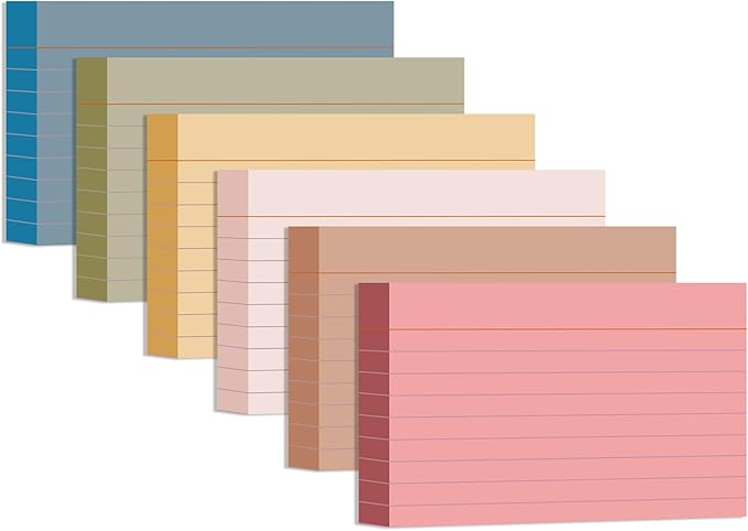 3x5 Index Cards Ruled Lined, 216 Pcs Flash Cards Study Cards for Learning and Studying, Lined Ruled Notecards for Home, School Supplies,Aesthetic Vintage Self Note Taking and Studying-Neutral Colors