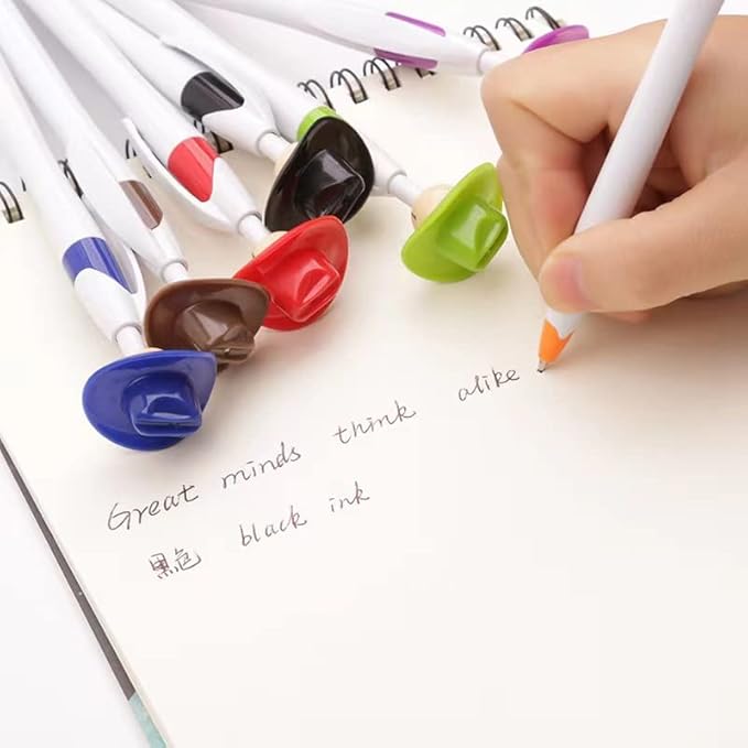 14PCS Fun Cowboy Pens Cowboy Hat Pen Novelty Retractable Ballpoint Pens For Adults School Home Office Stationery Store