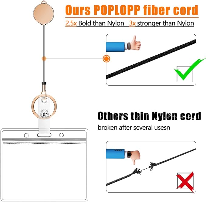 2PCS Retractable Lanyards for ID Badges and Keys, Cute Breakaway Teacher Lanyard with Badge Holders and Reels, Silicone Beaded Lanyard for Women, Nurses, Office with 4 Waterproof Card Holders