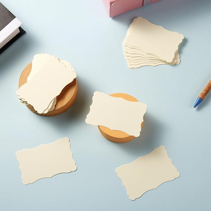 120 Pieces Small Mini Business Cards Vintage Assorted Colors Blank Note Cards Gift Word Card for Business Cards, Gift Cards (Cream, 3.66x 2.36 inches)