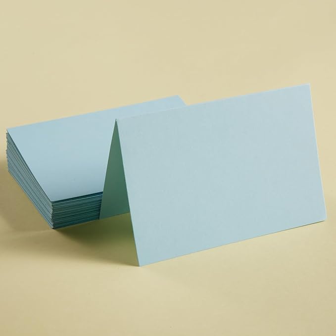 50 Pack Blank Cards Folded Cardstock Thank You Blank Greeting Cards for Invitations, Wedding, Greeting Cards, All Occasion DIY (Light Blue, 3x5)