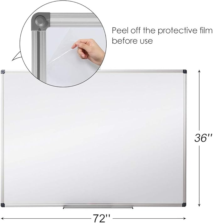 XIWODE Large Magnetic Dry Erase Board，Whiteboard for Wall, 36 x 72 inches, Whiteboard Marker Board Writing Board，Silver Aluminum Frame, Durable,Whiteboard for Home School & Office
