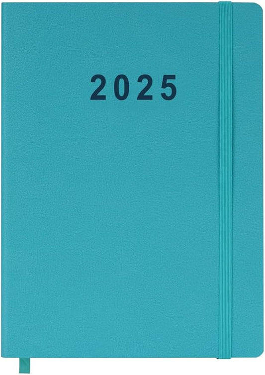 2025 Planner - Weekly and Monthly Planner Jan to Dec 2025, Vegan Leather Cover, Elastic Closure, 7”x9.25”, Teal