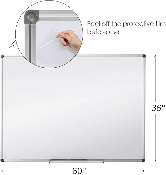 XIWODE Large Magnetic Dry Erase Board，Whiteboard for Wall, 36 x 60 inches, Whiteboard Marker Board Writing Board，Silver Aluminum Frame, Durable,Whiteboard for Home School & Office
