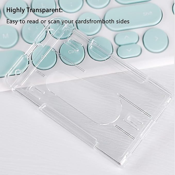 VIQWYIC 8 Pcs Vertical Card Holder, Hard Plastic Clear Badge Holders ID Card Badge Holder, Lanyard Card Holder, Transparent
