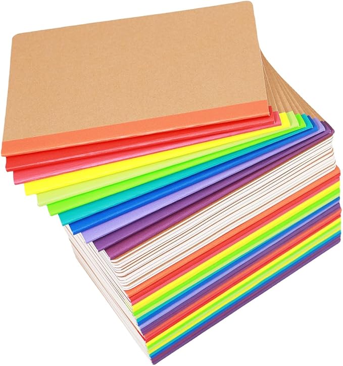 48 Pack A5 Kraft Notebook,Lines Pages - 60 Pages (30 Sheets), Wide Ruled,8.3”x 5.5” Small Kraft Notebook