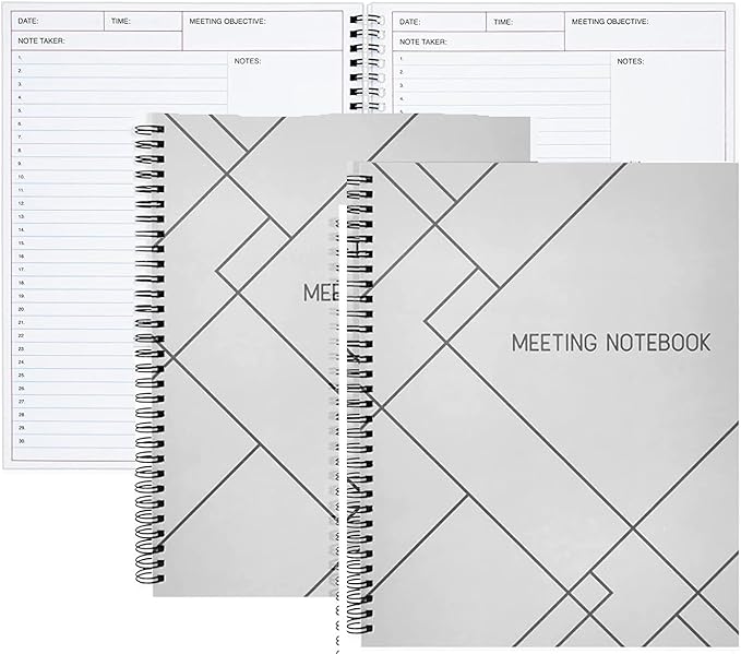 2 Pack Meeting Notebooks for Work, Spiral-Bound Daily Planner for Project Management, Office, Business, Note Taking, Organizer (160 Pages, 8.5 x 11 In)