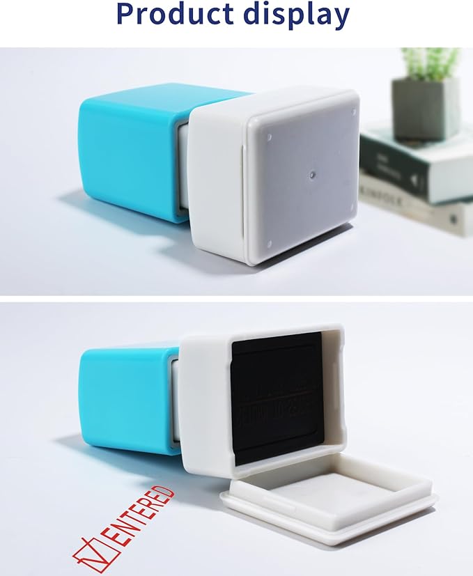 WAFJAMF Entered Stamp–Message Stamp Pre-Inked Office Stamp Refillable Red Ink Preinstalled-Medium