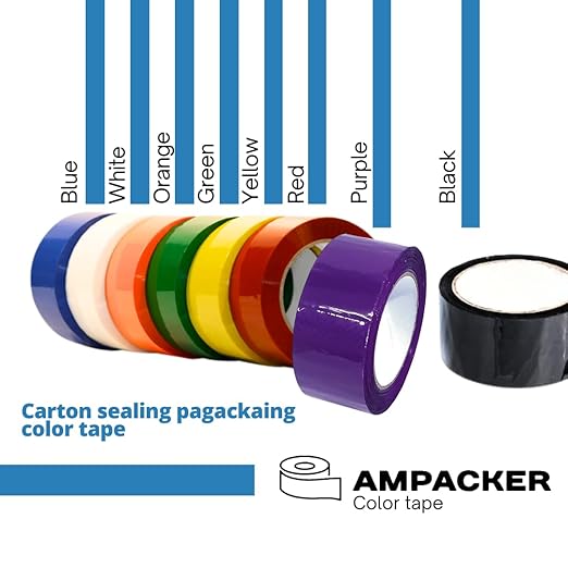 Heavy Duty Packaging Color Tape for Shipping,Packing and Moving 3" Wide x 2.0 Mil Thick -110 Yrd Roll -Acrylic Adhesive Tape for Box Sealing. (4 Rolls, Black, 3" Wide x 110 yds)