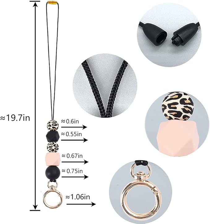 POPLOPP 4PCS Teacher Lanyards for ID Badges and Keys, Cute Silicone Beaded Lanyard for Women Nurse Employees Students