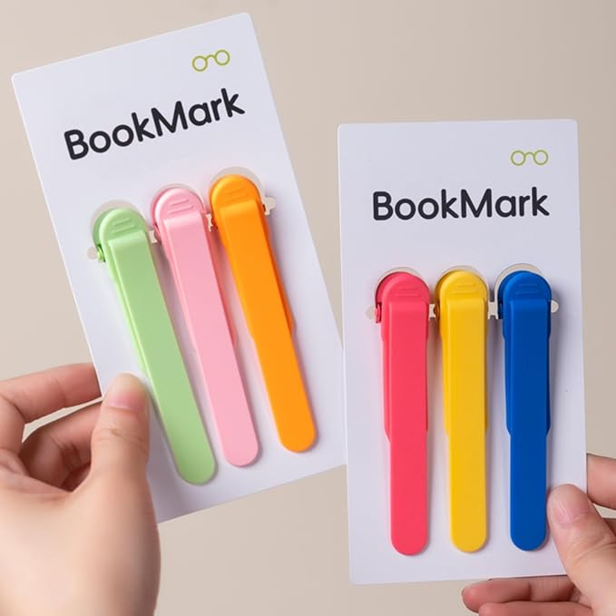 3pcs Silicone Automatic Bookmarks, Book Marks Gifts for Reading Women, Men, Kids, Book Lovers, Readers, Unique Cute Book Accessories, Stay in Place and Follow as You Read"