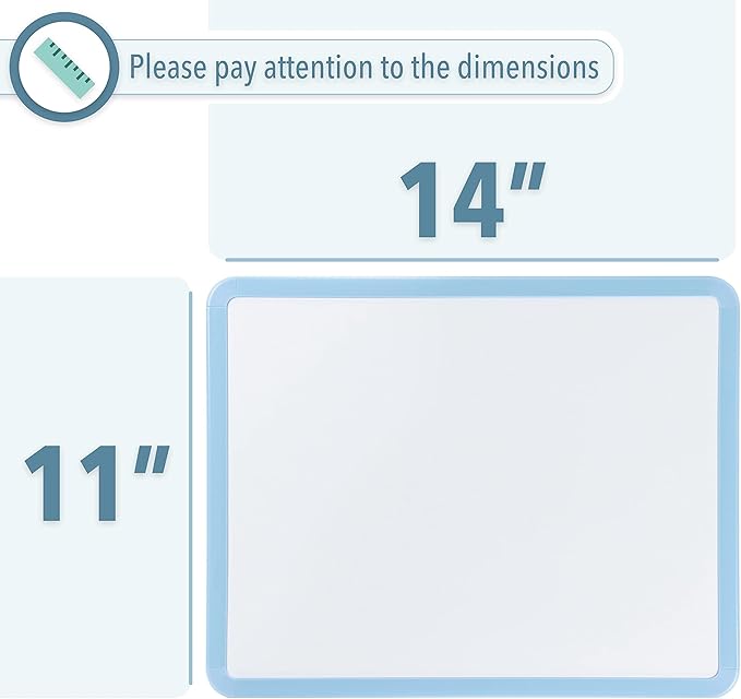 Mr. Pen- Dry Erase Board, 14” x 11” with a Black Dry Erase Marker, Blue Frame, Small White Board for Kids, Students, Small Dry Erase Board, Mini White Board