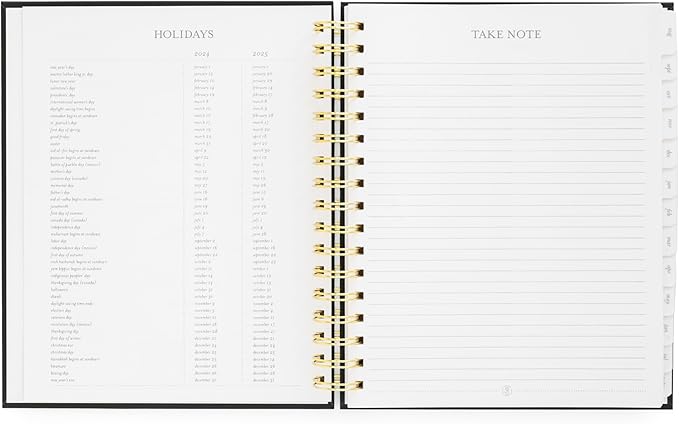 2024-2025 Sugar Paper Academic Signature Spiral Planner, Black, Monthly and Weekly Planning