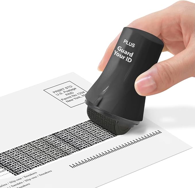 Wide Advanced Roller Stamp by Guard Your ID for Identity Theft Protection, As Seen on TV (3-Pack, Mixed Colors: Turquoise, Black, Red)