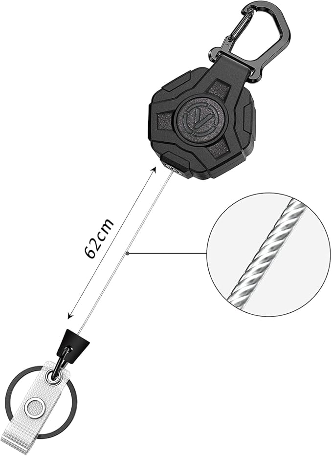 VIQWYIC 2 Pack Retractable Badge Holder Keychain, Heavy Duty Carabiner Badge Reel with Key Ring for Keys,Round