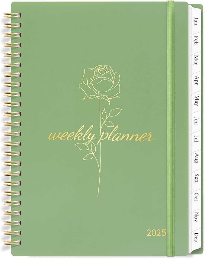 2025 Planner Weekly and Monthly, Calendar Planner with Monthly Tabs, 2025 Weekly Planner from Jan 2025 - Dec 2025, Weekly Monthly Planner with Spiral Binding- 6.3" X 8.5", Green