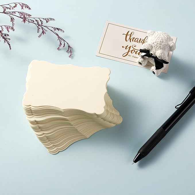 120 Pieces Small Mini Business Cards Vintage Assorted Colors Blank Note Cards Gift Word Card for Business Cards, Gift Cards (Cream, 3.66x 2.36 inches)