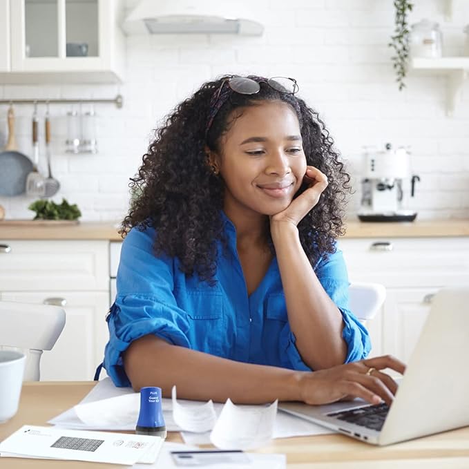 Guard Your ID Wide Advanced Roller 2.0 Identity Theft Prevention Security Stamp Blue