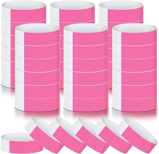 600 Packs Paper Wristbands for Events Neon Party Wristbands Colored Waterproof Paper Club Arm Bands Lightweight Identification for Concert Bar Entrance Admission(Pink)