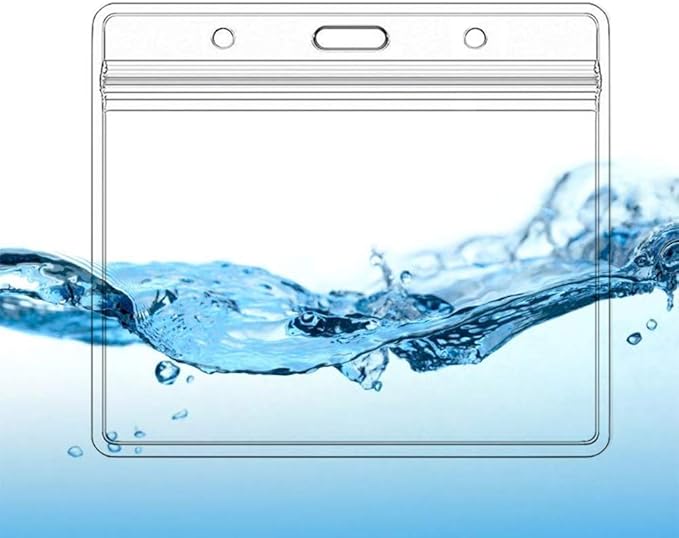 Thick Horizontal ID Card Name Tag Badge Holder with Waterproof Type Resealable Zip (Horizontal 4x3, 10Packs)