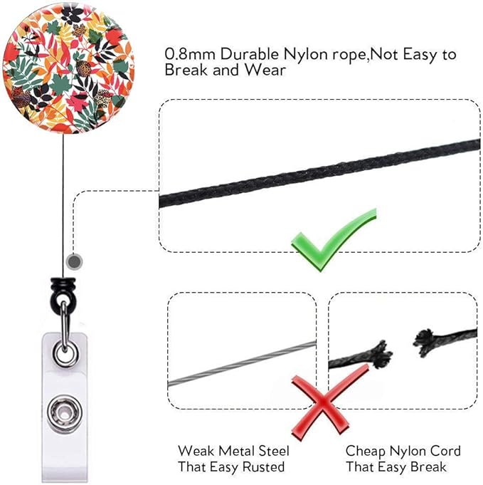 Retractable ID Badge Holder Nurse Badge Reels with Clip Name Card Holders for Office Worker Doctor Nurse (Tree Leaf Burst 3 Pack)
