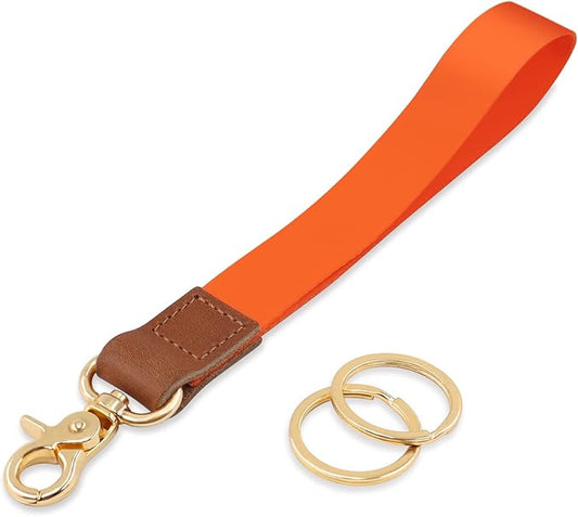 Keychain Lanyard for Women and Men, Wrist Lanyard Key Chain Holder with Key Rings, Wristlet Strap Lanyard for Car Keys ID Badge Wallet Card Holder(Orange)