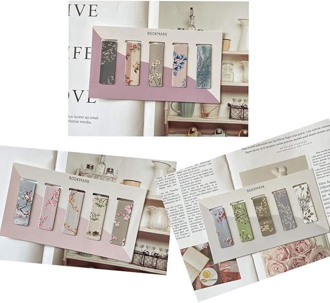 15 Pieces Bookmarks, Magnetic Bookmarks for Women, Men, Book Lovers Page Markers for Students Teachers Reading, Floral Style