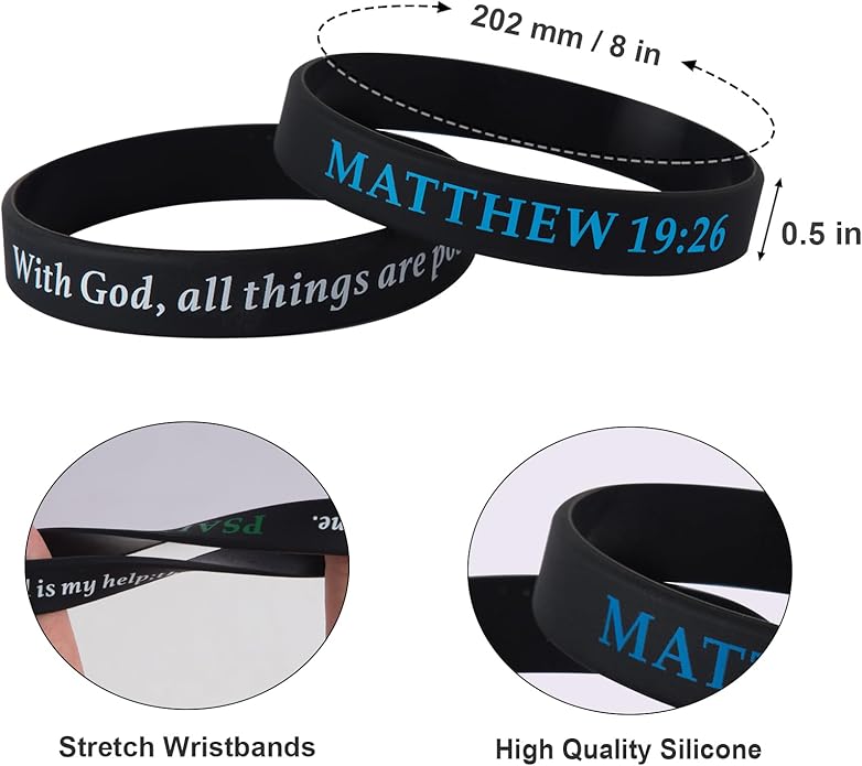 QEERBSIN Bible Verses Bracelets Motivational Christian Rubber Bracelets Faith Hope Wristbands Bracelets for Men Women Teens