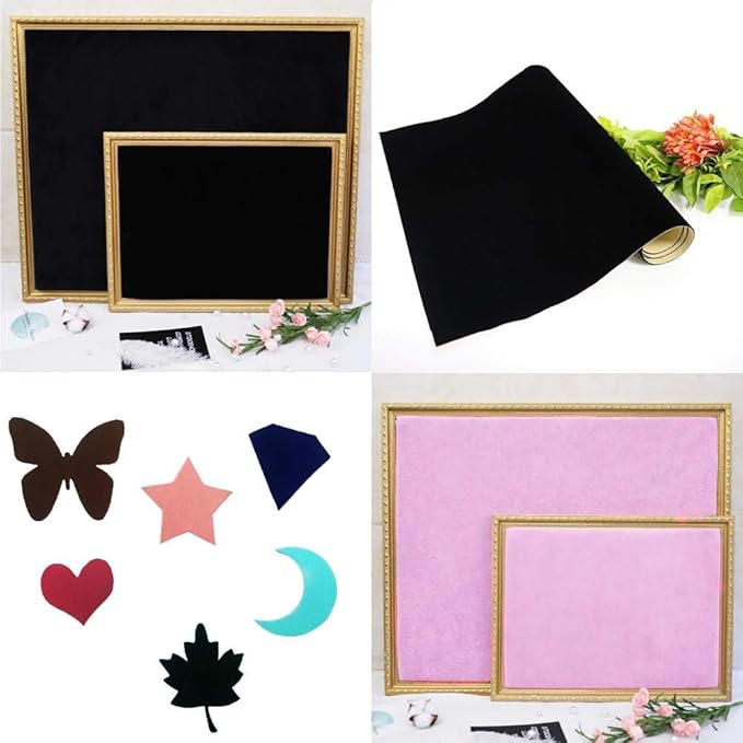 2PCS Self Adhesive Felt Sheets, DIY Felt Adhesive Sheet for Art & Crafts, Peel and Stick Felt for Drawer/Jewelry Box Felt Liner, Solid Color Felt Wallpaper (14.6" x 39.4", Pink)