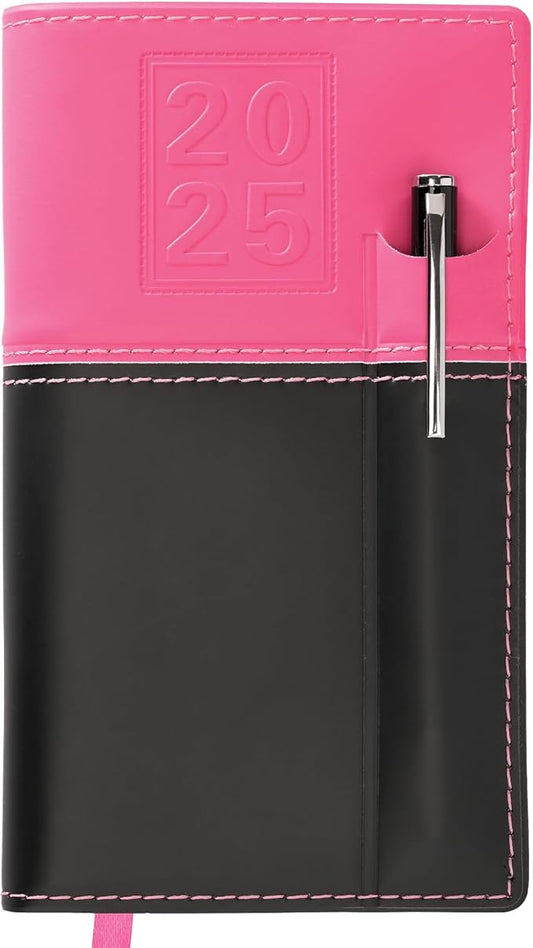 2025 Pocket Planner/Pocket Calendar and Pen, 3.5"x6": Includes 14 Months (November 2024 - December 2025) / 2025 Weekly Planner/Weekly Agenda/Monthly Calendar Organizer (Pink/Black)