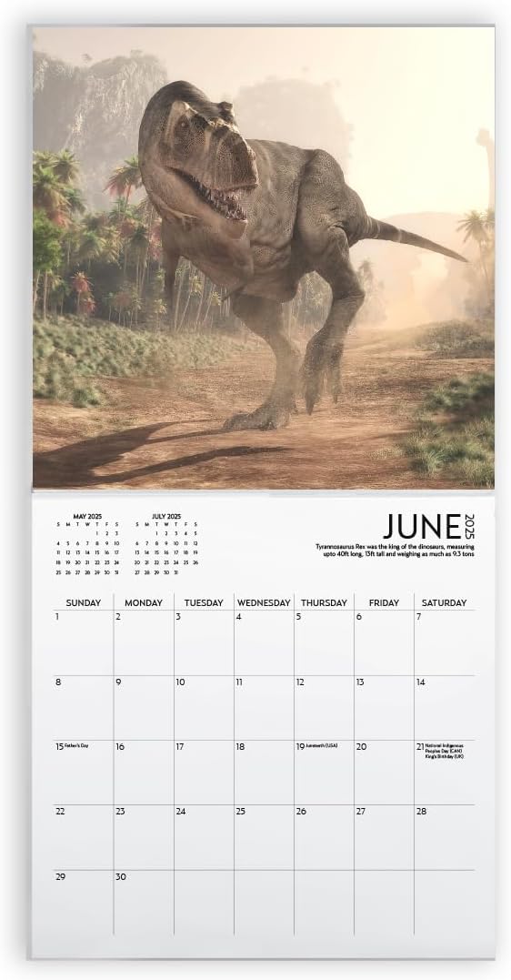 2025 Dinosaur Large Wall Calendar with Sticker Pack | Large 12" x 24" (Open) Wall Calendar 2025 | Gift for Dinosaur Lovers | Boys Wall Calendar