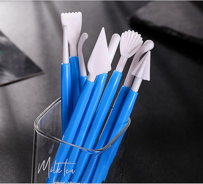 31pcs Polymer Clay Sculpting Tools Set, Air Dry Modeling Clay Roller Dotting Tool Kit Fondant Metal Cutters Silicone Embossing Pen Balls Stylus Rollin