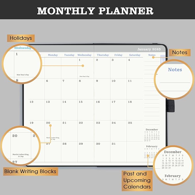 2025 Pocket Planner/Calendar - Pocket Planner 2025, JAN 2025 - DEC 2025, Pocket Calendar 2025 for Purse, 6.3'' × 3.8'', Elastic Bound, Bookmark, Inner Pocket, Agenda Planner with Pen Holder