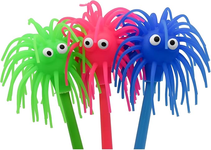 6 PCS Cute Sea Urchin Shaped Pens Soft Rubber Funny Monster Ballpoint Pens For School Christmas Office Party