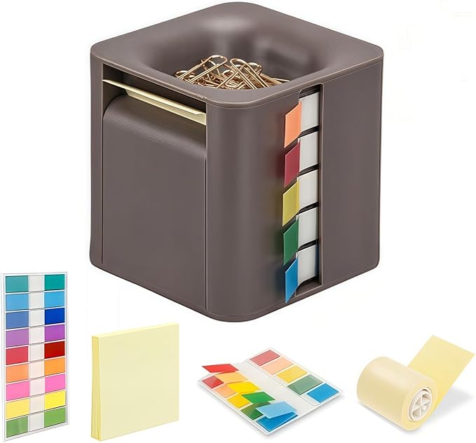 5-in-1 pop up Sticky Note Dispenser with self-Adhesive Notepad, Colour Labels, Ideal for Homeschool and Office Organize