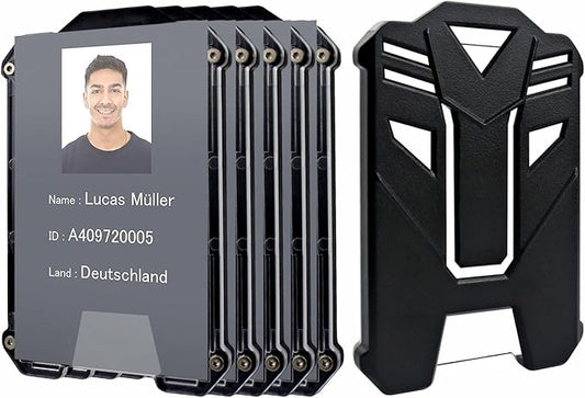 VIQWYIC 6 Pcs Heavy Duty ID Card Holder, Vertical Card Holder with Clear Window for ID, Credit Cards, Built-in Elastic Clip, 5 Card Capacity